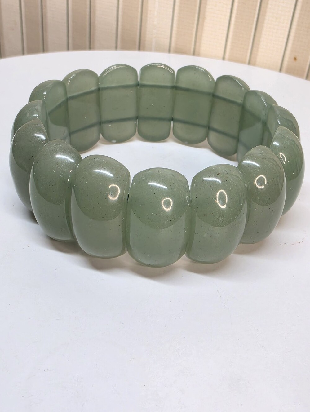 Green Aventurine Stretch Bracelet Large Tablet Beads Size 7